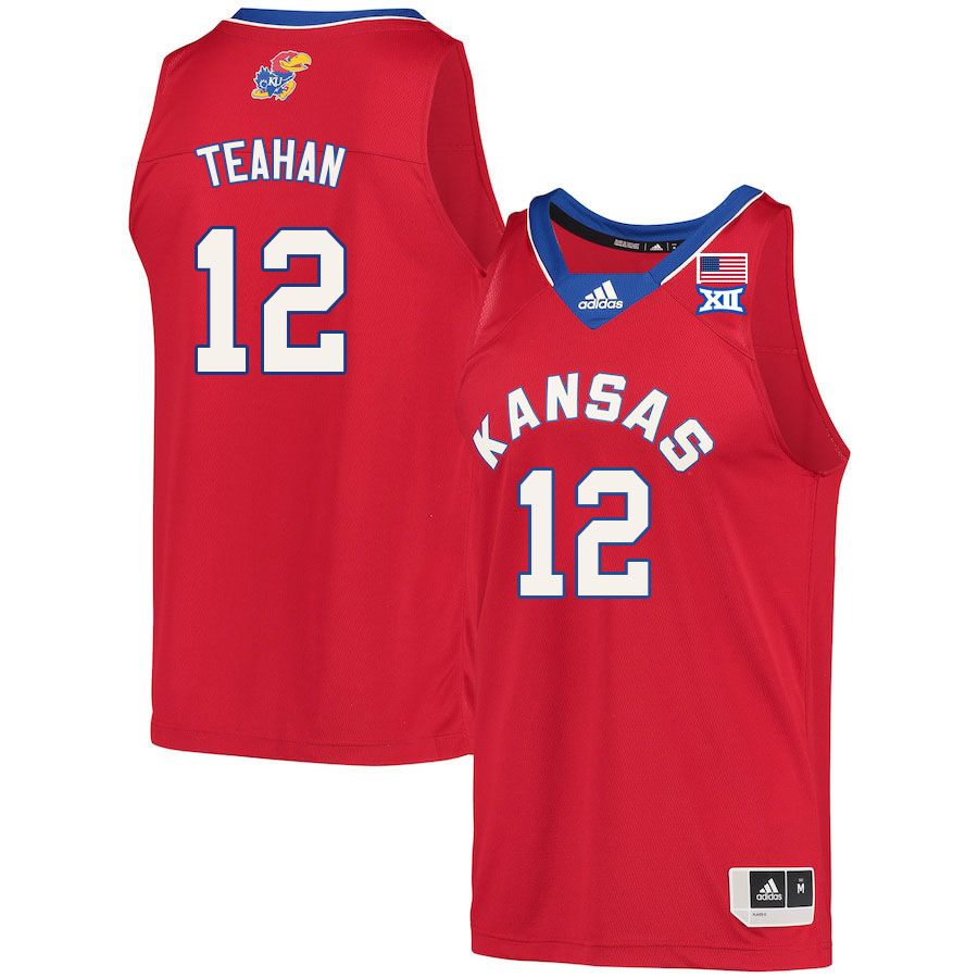 Men #12 Chris Teahan Kansas Jayhawks College Basketball Jerseys Sale-Red